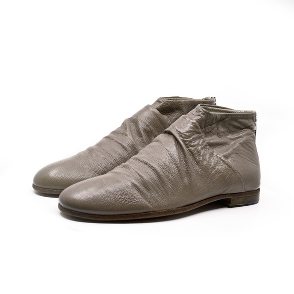 RON WHITE Slouchy Leather Ankle Boots in Greige Size EU 40 US 9.5 Made in Italy - Picture 3 of 10